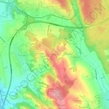 Altenberg地形图、海拔、地势