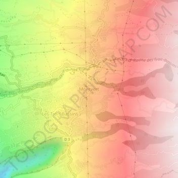 Montvert地形图、海拔、地势