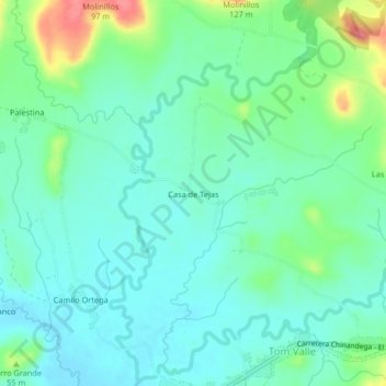 Casa de Tejas地形图、海拔、地势