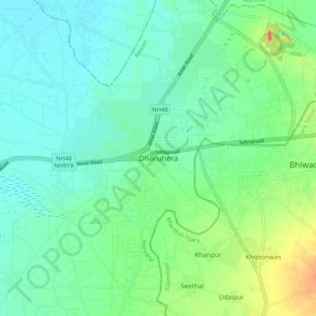 Dharuhera地形图、海拔、地势