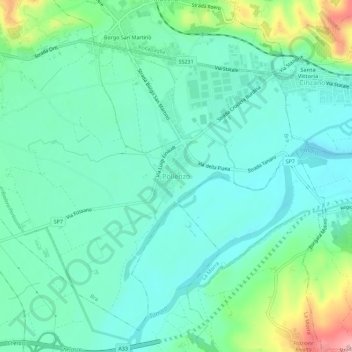 Pollenzo地形图、海拔、地势