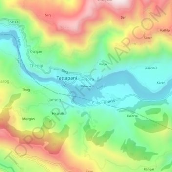 Rihana地形图、海拔、地势