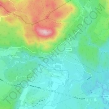 Les Cazals地形图、海拔、地势