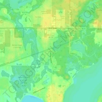 Interlochen地形图、海拔、地势