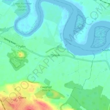Throsk地形图、海拔、地势