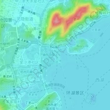 岳湖地形图、海拔、地势