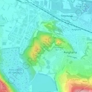 Pera Piana地形图、海拔、地势