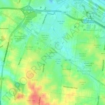 Saint Ann地形图、海拔、地势