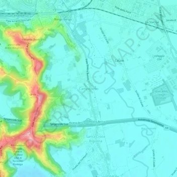 Campedello地形图、海拔、地势