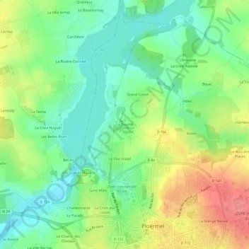 La Touche地形图、海拔、地势