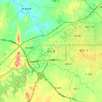 那大镇地形图、海拔、地势