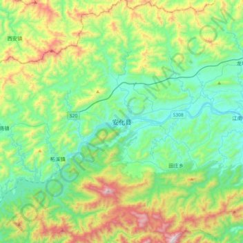 安化县地形图、海拔、地势