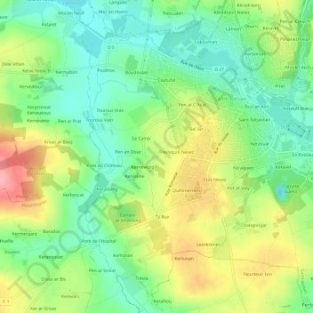 Trevisquin地形图、海拔、地势