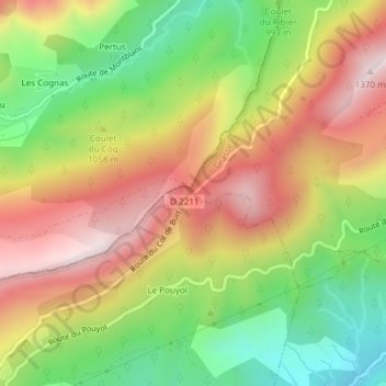 Col de Buis地形图、海拔、地势