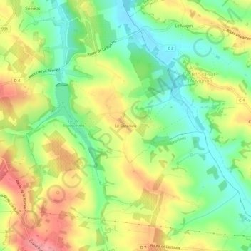 Le Baradieu地形图、海拔、地势