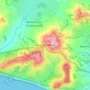 Morcombelake地形图、海拔、地势