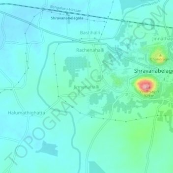 Jinnenahalli地形图、海拔、地势