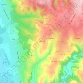 La Combe地形图、海拔、地势