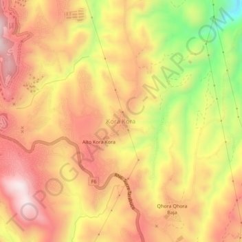 Kora Kora地形图、海拔、地势