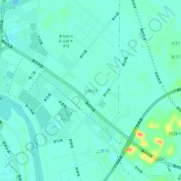 沙新村地形图、海拔、地势
