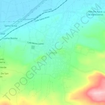 Urireo地形图、海拔、地势