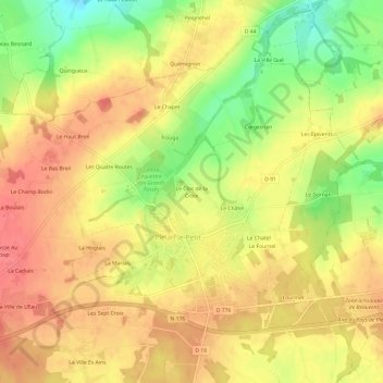 Le Clos de la Croix地形图、海拔、地势