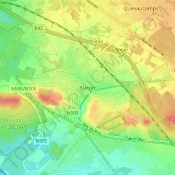 Blaton地形图、海拔、地势