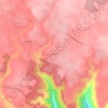 Las Suertes地形图、海拔、地势
