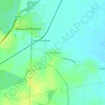 Gandhi Nagar地形图、海拔、地势