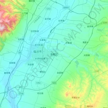 尧都区地形图、海拔、地势