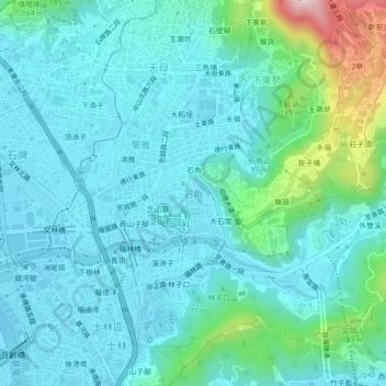 石角地形图、海拔、地势