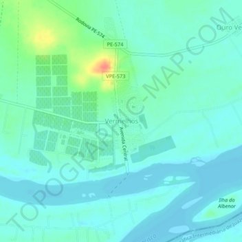 Vermelhos地形图、海拔、地势