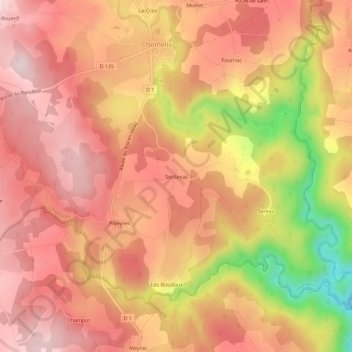 Sentenac地形图、海拔、地势