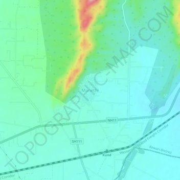 Manethi地形图、海拔、地势