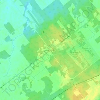 Actons Corners地形图、海拔、地势