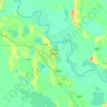 大安市地形图、海拔、地势