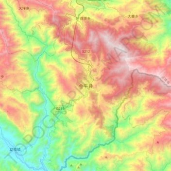 金平县地形图、海拔、地势