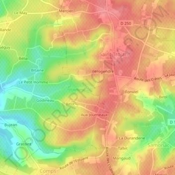 Source de la Chenelle地形图、海拔、地势