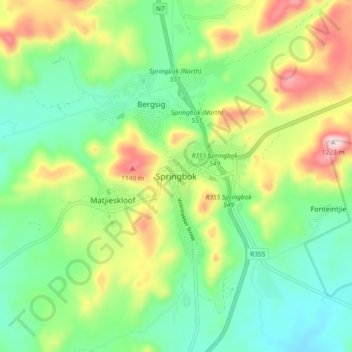 Springbok地形图、海拔、地势