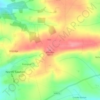 Ashridge地形图、海拔、地势