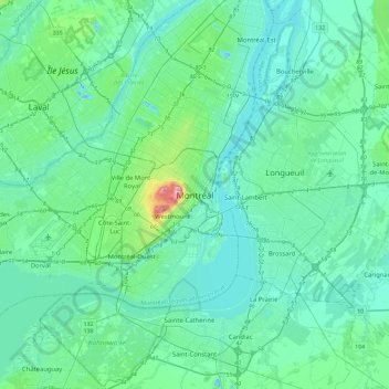 Montreal地形图、海拔、地势