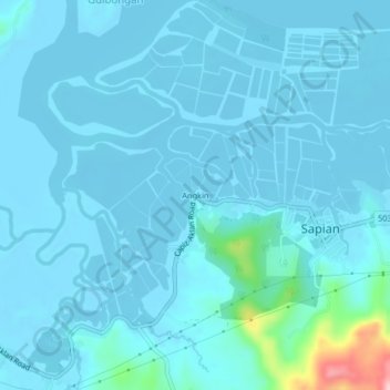 Angkin地形图、海拔、地势