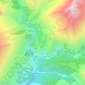 Phortse地形图、海拔、地势