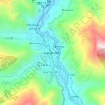 Quillabamba地形图、海拔、地势