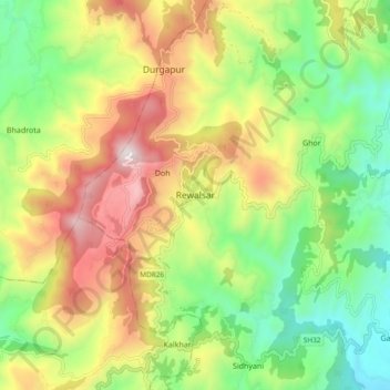 Rewalsar地形图、海拔、地势