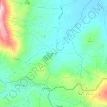 Freixial地形图、海拔、地势