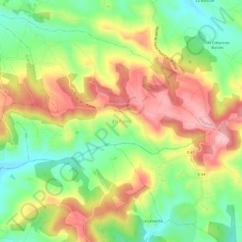 En Pons地形图、海拔、地势