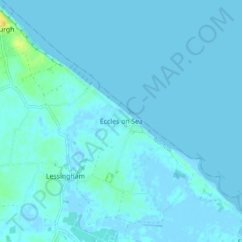 Eccles on Sea地形图、海拔、地势