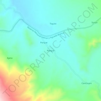 Porque地形图、海拔、地势