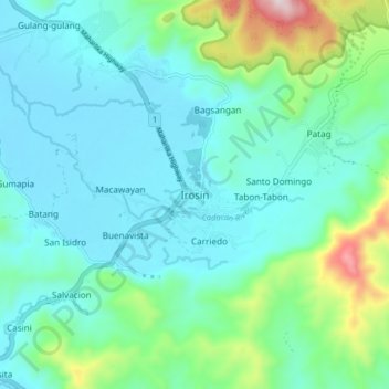 Irosin地形图、海拔、地势
